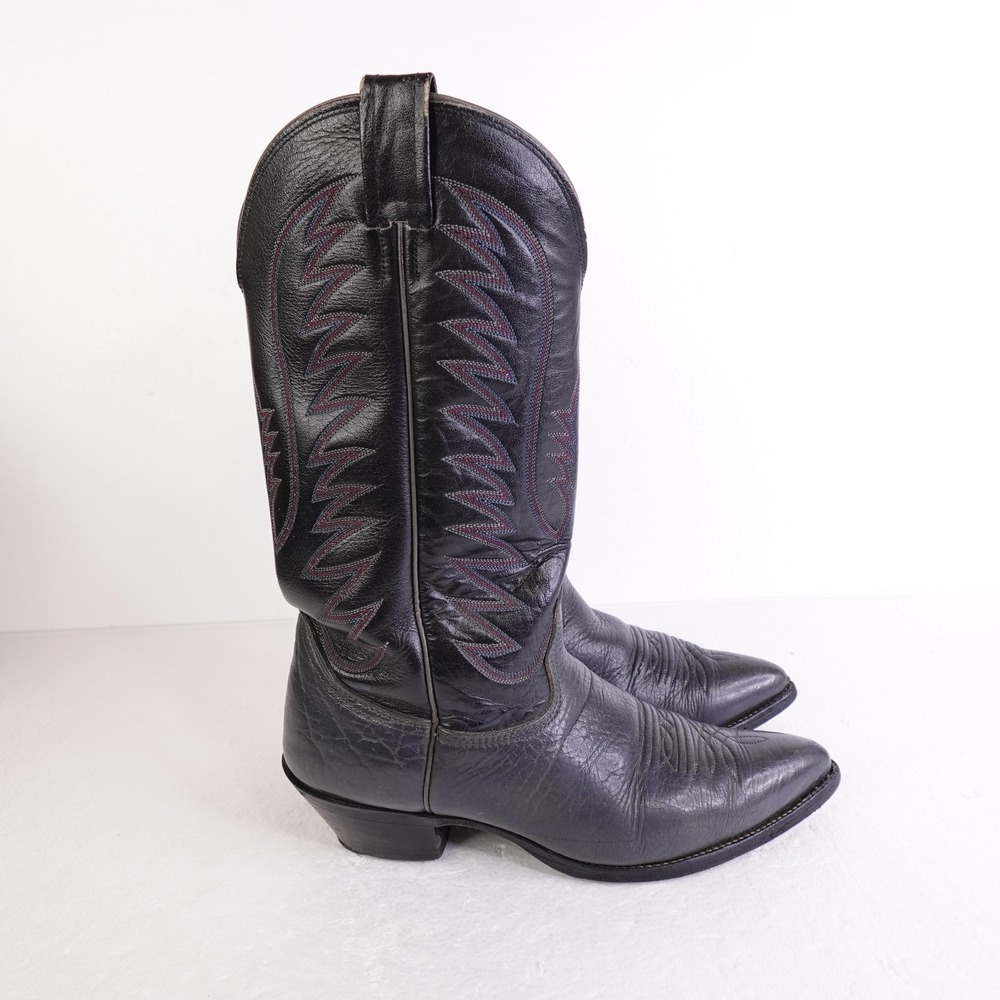 Nocona Boots Womens 9B Black Leather Western Cowboy Pointed Toe Made USA 6902